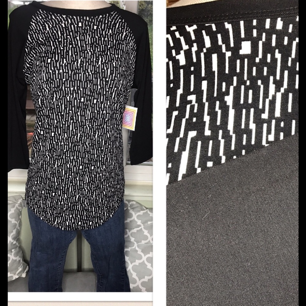 Lularoe Randy baseball style shirt black pattern S